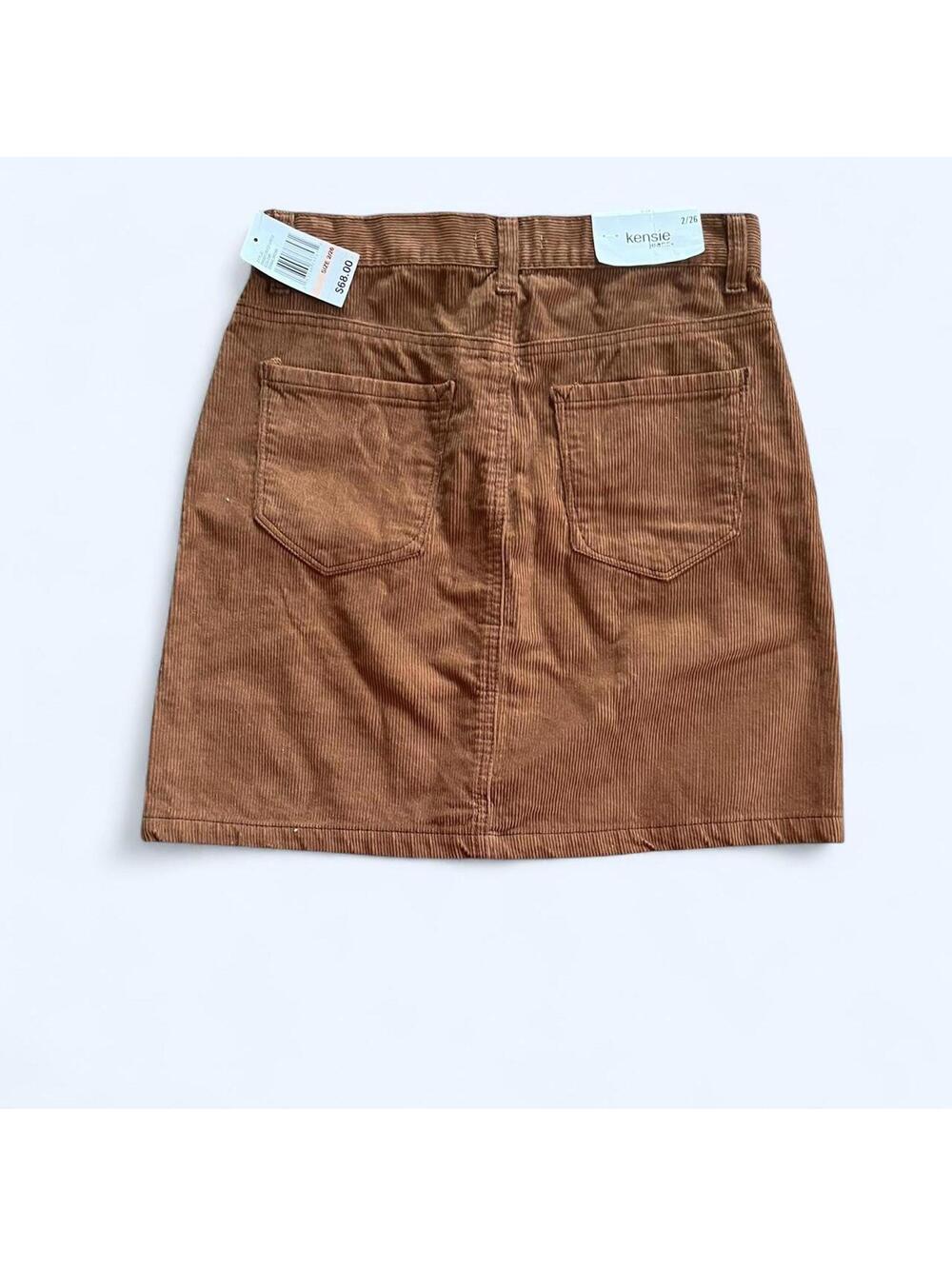 Kensie Brown Corduroy Button Front Mini Skirt Cottagecore Size 2 - Picture 6 of 8